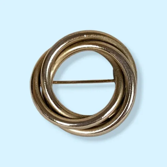 V. Small Twisting Rings Circle Brooch - Picture 2 of 6
